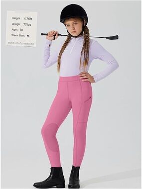 Girls' Pink Performance Riding Leggings